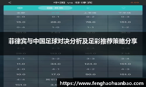 菲律宾与中国足球对决分析及足彩推荐策略分享